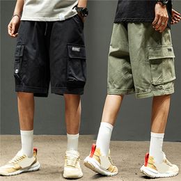 Heren shorts merk mannen trend vrachtbrief afdrukken pocket zomers mode casual rechte mannelijke ropa hombre 230529