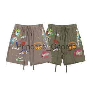 Pantalones cortos para hombre Pantalones cortos de marca mujer hombre pantalones cortos pantalones cortos de diseñador GD tinta moteada pintada a mano impresión casual terry pantalones cortos para hombre hip hop cordón pantalones rectos unisex sho