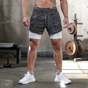 Pantalones cortos para hombre Camo Running Men 2 en 1 Doubledeck Quick Dry GYM Sport Fitness Jogging Workout Pantalones cortos deportivos 230522