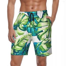 Short de bain pour hommes, maillot de bain au Design élégant, avec feuilles tropicales colorées, banane et Monstera, sport de plage, été