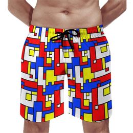 Shorts pour hommes de stijl gym d'été de conception de bloc moderne plage décontractée pantalons courts mâles de sport masculin sèche à sec troncs de natation imprimés