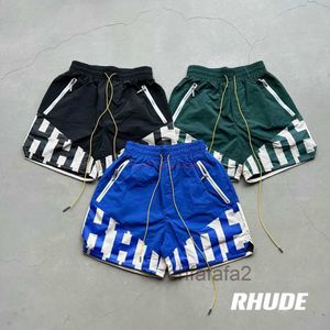 Heren Shorts Designer Korte Mode Casual Kleding Strand Canned Rhude 23fw High Street Heavy Industry Spliced Woven Paar Losse Capri Joggers Sportswe H468