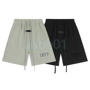 Pantalones cortos para hombre Flocado Carta de impresión Pantalones deportivos sólidos Pareja Pantalones cortos de calle para hombre Pantalones cortos casuales para mujer Hip Hop Street Apparel S-XL