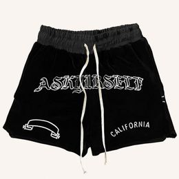 Short pour hommes pour Askyurself lettres brodées cordon élastique et vêtements de sport pour femmes noir SXL 230404