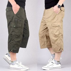 Heren shorts lange lengte lading shorts mannen zomer multipocket casual katoen elastische broek mannen militaire tactische korte rijbroek 5xl 230517