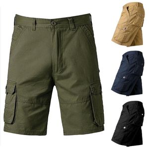 Heren shorts mannen mode casual katoenen pocket solide buitenwerk werk broek vracht korte broek kleding spodenki homme
