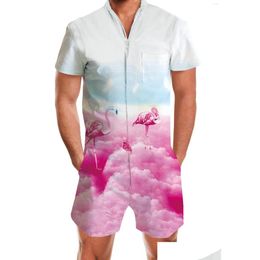 Hommes Shorts hommes barboteuses mode décontractée impression 3D combinaison pantalon Streetwear à manches courtes séchage rapide sport combishort salopette Drop Deliv