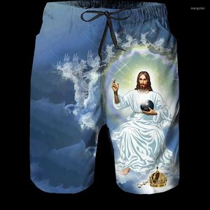 Shorts pour hommes pantalons de mode pour hommes Oh mon dieu impression 3D jésus conception de cordon élastique pantalon de poche avant confort d'été doux