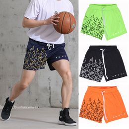 Pantalones cortos para hombres Mesh Men transpirable Baloncesto de gimnasio de verano Correr rápido Flame Flame Fashion Beach informal 230522