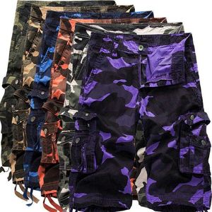 Shorts pour hommes multicolores extérieurs de grande taille de camouflage multicolore lâche pantalon de plage décontracté shorts de fret