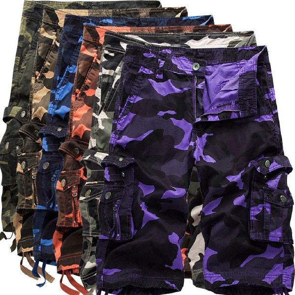 Short multicolore pour hommes, pantalon de Camouflage ample, grande taille, décontracté, plage, Cargo, Streetwear d'été, Capris, 230403