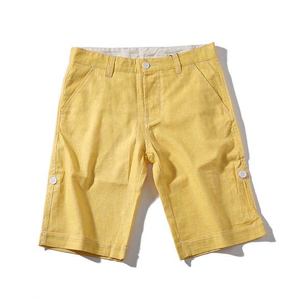 Pantalones cortos para hombre Verano Algodón Lino Casual Vacaciones Pantalones cortos sólidos Slim Fit Ropa masculina Moda coreana 210601