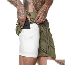 Shorts pour hommes Summer Running Men 2 in 1 Sports Jogging Fitness Traine de fitness rapide Dry Gym Pantalon Short Drop livraison Appareils Vêtements Dhziw