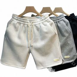 Pantalones cortos para hombre Correr de verano Hombres Casual Correr Deporte Pantalones cortos Patrón de onda Color sólido Cordón Suelto Seco Gimnasio Deportes 230529 Q5Q9 #