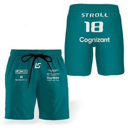 Herenshorts Team Aston Martin Summer Formula One Racing Driver Alonso Design Beach Pants Sports 230605