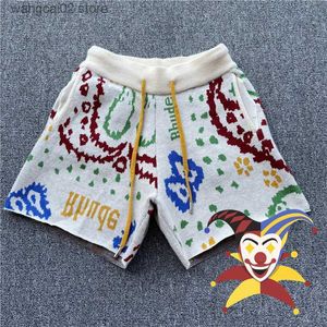 Heren shorts topkwaliteit Rhude Cashew Jacquard shorts Men vrouwen zomerstijl casual geel trakstring rhude shorts rijbroek T230621