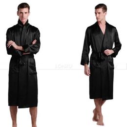 Mens Silk Satin pijamas pijama pijama túnica túnica túnica bañero