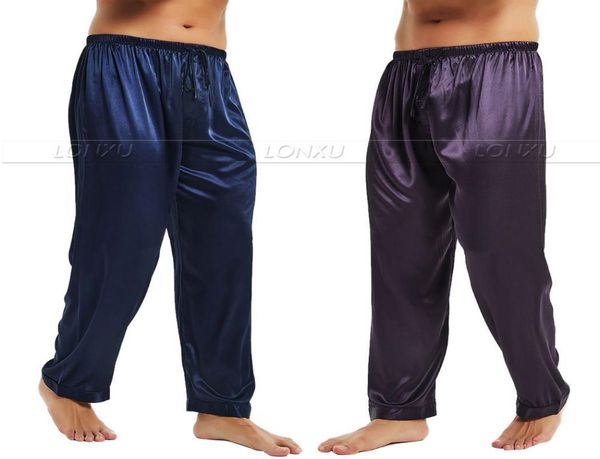 Pyjamas en Satin de soie pour hommes pantalons de pyjama pantalons de salon bas de sommeil S M L XL 2XL 3XL 4XL Plus CX2006223713221