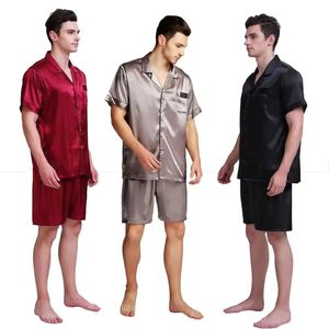Heren zijden satijnen pyjama Pyjama korte set Nachtkleding Set Loungewear U.S.SMLXL2XL3XL4XL Effen__s240401
