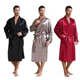 Pyjamas en Satin de soie pour hommes vêtements de nuit Robe Robes peignoir chemise de nuit S ~ 3XL 240109