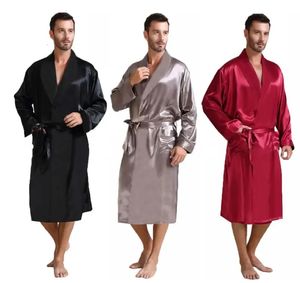 Pyjamas en Satin de soie pour hommes vêtements de nuit Robe Robes peignoir chemise de nuit S ~ 3XL 240110