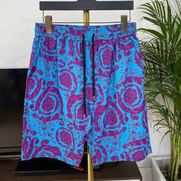 Pantalones cortos de seda para hombre Pantalones de playa de moda Med 3D impresos pantalones rectos casuales hombres mujeres pantalones cortos de diseñador Hawaii cinco puntos pantalones cortos