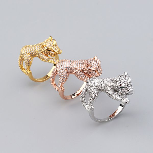 Anillos de compromiso de animales de oro y plata para hombre para mujer, anillo de racimo de diamantes de plata esterlina, joyería fina de diseñador, fiesta de boda, cumpleaños, Día de San Valentín, regalos de promesa