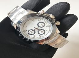 Мужские серебряные часы Часы AAA с черным безелем, 40 мм, роскошный сапфир, автоматические механические, из нержавеющей стали, белый циферблат, все дополнительные циферблаты, move6374805