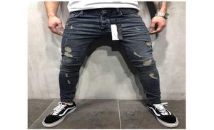 Heren skinny jeans slim fit gescheurde jeans Grote en lange stretchblauwe jeans voor heren Verontruste elastische taille M3XL X06212940091