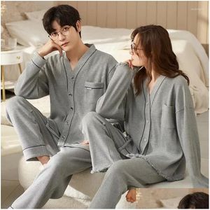 Hommes de nuit coton homme costume maison couple automne pyjama pour vêtements femme pijamas femmes ensemble hommes pyjamas homewear livraison directe vêtements Oto84