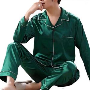 Mens slaapkleding paar pyjama -sets voor heren pyjama loungewear lange mouw slaap maat broek satijn pyjama minnaar zijden pijama's