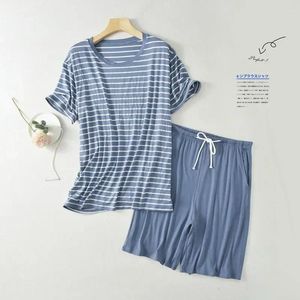 Ropa de dormir para hombre modal liviano 2024 versátil - PJS Summer cortos y pantalones cortos de manga al aire libre de verano