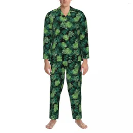 Vections de sommeil masculines Pyjamas Pyjama Men Hawaiian Print Fashion Chambre Automne 2 pièces Vintage Oversize Design Pajama Set