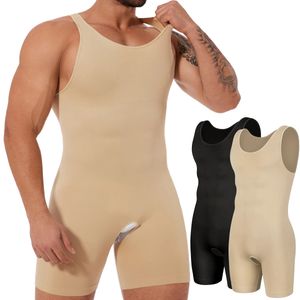 Homme sans manche du corps plein de corps sous-vêtements minceur de compression bodys en respirant