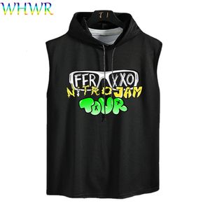 Mouwloze T-shirts voor heren Feid Ferxxo Tank Top Casual vest met capuchon Streetwear Hip Hop T-shirt Anime Print T-shirts Zomer Y2k Vesten 240321