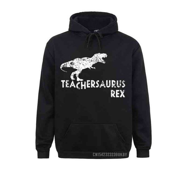 Sweat-shirt à capuche pour hommes, coupe cintrée, imprimé à manches longues, enseignant Rex Harajuku, drôle et mignon, dinosaure, vêtements de sport pour enseignant