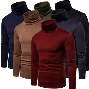 Pull à col roulé à manches longues pour hommes, coupe cintrée, couleur unie, sous-vêtement thermique tricoté, 220822