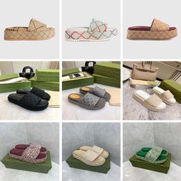 Mens Slipper Designer Sandal Luxe Plate-forme Pantoufles Chaussures de plage Homme Plate-forme Pantoufle Talon Haut 50mm Mode Casual Toile broderie Plate-forme sandale pour femme