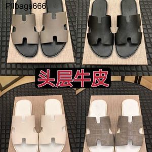 Heren slippers ontwerper sandalen heren sandaal toplaag lederen zomer slijtage trend een lijn sandaal mode merk Koreaanse anti slip an u have logo wujb rli6