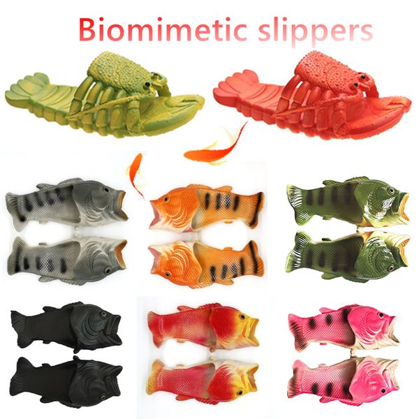 Zapatillas para hombre Chanclas Zapatillas de diseñador Zapatillas de langosta Hombres Animal divertido Chanclas de verano Ducha de playa linda Zapatos casuales Mujeres Unisex Hogar suave 24-47