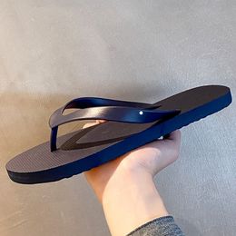 Zapatillas para hombre para el verano interior casa antideslizante ducha parejas suela gruesa zapatilla fresca flip fops sandalias azul marino