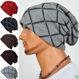 Mens Slouchy Mutsen Gebreide Cap Gridding Skull Winter Bonnet Hat 10 stks / partij Gratis verzending