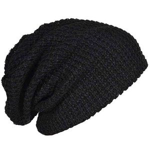 Bonnet long en tricot pour homme pour l'été et l'hiver surdimensionné noir Y21111