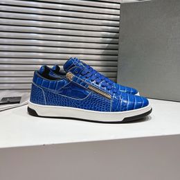 Baskets pour hommes chaussures de planche chaussures plates designer de luxe 2024 nouveau décontracté bleu cuir fermeture éclair épissage chaussures de sport en plein air chaussures de randonnée tailles 39-47 + boîte