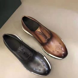 Sneakers pour hommes Véritable lacets en cuir confortable Daily Oxford Chaussures décontractées pour les hommes en plein air Marking Flats Footwear A33
