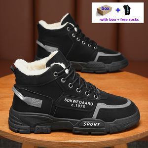 Mens Snow Boots Designer Fuzz Booties Sneakers Hiking Warm Fur Winter Shoes Wear Resisting Leather enkel Half Boot Outdoor Man Schoenen item Z001 8328