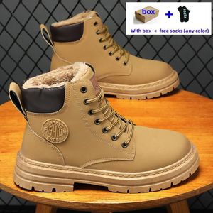 Bottes de neige pour hommes Designer Fuzz Bottises de baskets décontractées chaussures d'hiver en cuir lisse en cuir demi-botte plate-forme extérieure homme de sport