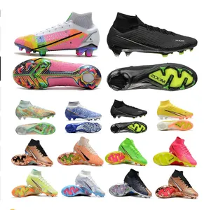 Mens Soccer Shoes Kids Cleats Crampons Mercurial Football Boots Cleat turf 7 Elite 9 r9 V 4 8 15 XXV IX FG cr7 American Foot Ball Boot Enfant Youth Boys Girls Size