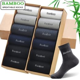 Meias Masculinas 10 Pares Lote Masculino Bambu Marca Confortável Respirável Casual Business Crew Sox de Alta Qualidade Presente Masculino 230803