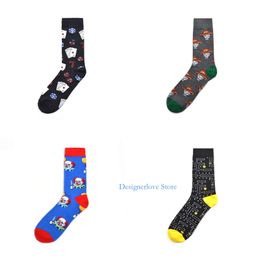 Chaussettes masculines chaussettes de dessin animées classiques meias nouveauté socque de guitare de haute qualité pour hommes calcitines de coton pur grand hombre